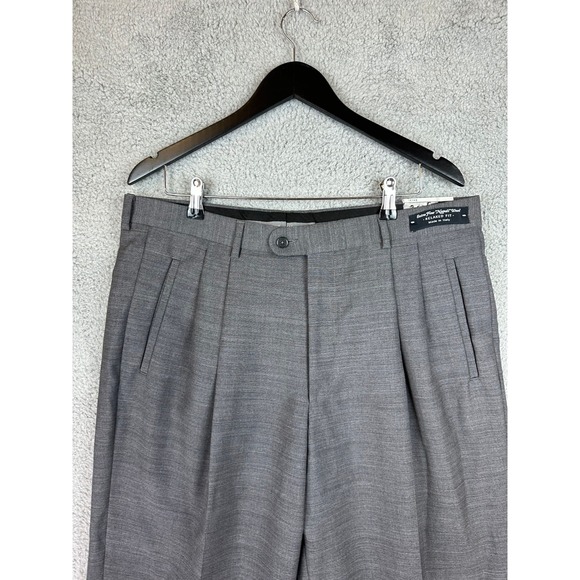 Bachrach Virgin Wool Gray Dress Pants Mens Size 38x34 Pleated Made In Italy NWT - Picture 3 of 9